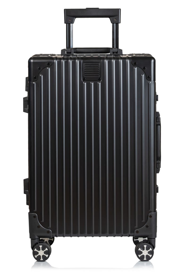 Aluminum Hardside Spinner Suitcase Carry-On, Alternate, color, BLACK