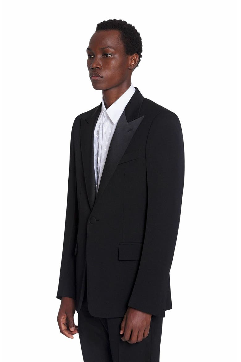 SATIN COLLAR TUXEDO JACKET, Main, color, BLACK