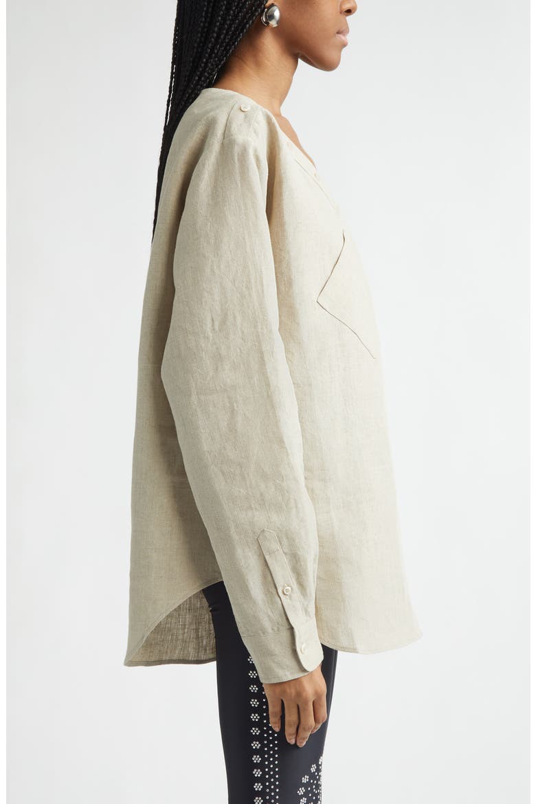 Heart Asymmetric Linen Shirt, Alternate, color, BEIGE BEI