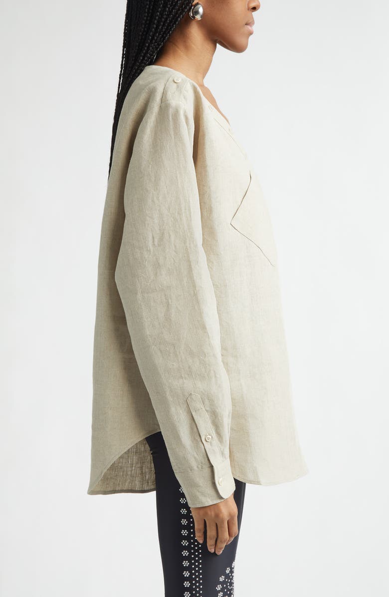 Coperni Heart Asymmetric Linen Shirt, Alternate, color, Beige Bei