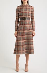 Eliza J Mock Neck Long Sleeve Midi Dress