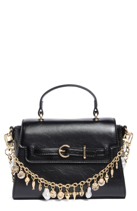 Faux Leather Top Handle Bag