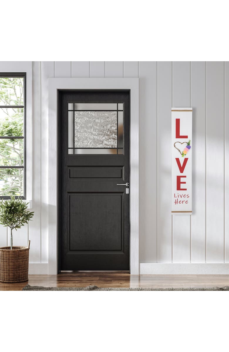 Northlight 39.25" "Love Lives Here" Wooden Valentine's Day Porch Board Sign Decoration, Alternate, color, White