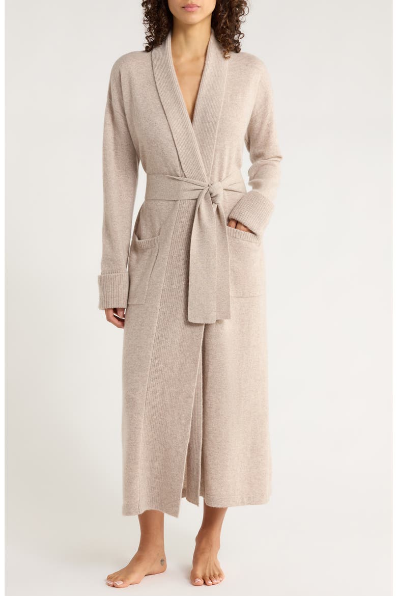 Cashmere Robe, Main, color, TAN OXFORD HEATHER