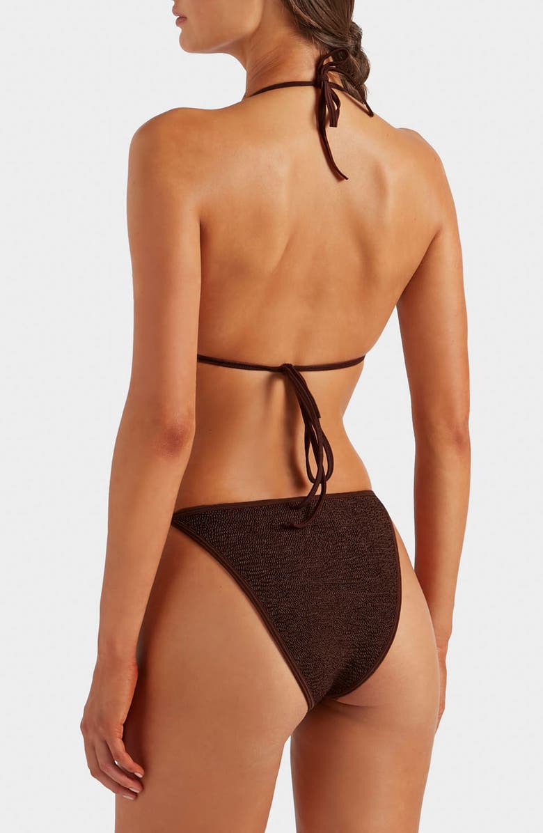 Hunza G Gina Beaded Tie Bikini Bottoms, Alternate, color, Metallic Chocolate