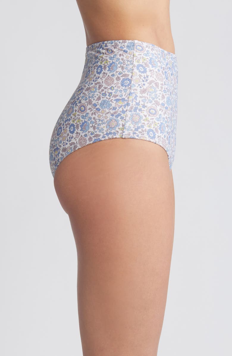Nu Swim x Liberty London Floral Print High Waist Bikini Bottoms, Alternate, color, Blue Multi