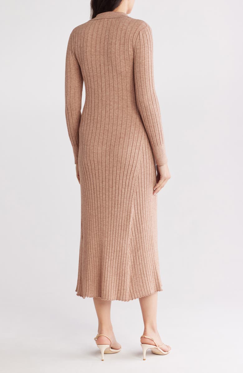 TASH AND SOPHIE Long Sleeve A-Line Sweater Dress, Alternate, color, Camel