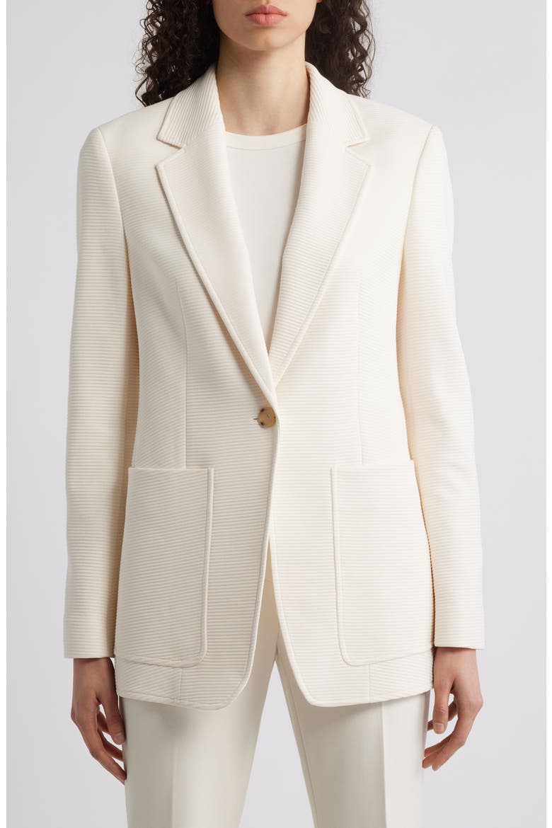 Jasena Textured One-Button Blazer, Alternate, color, SOFT CREAM OTTOMAN