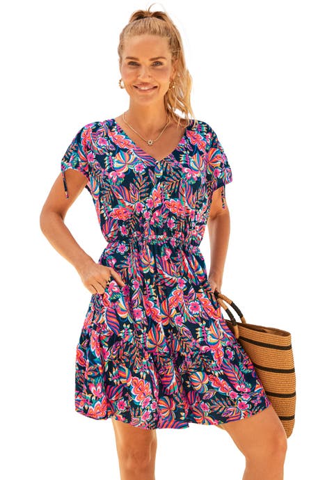 Pack & Go Wrinkle-Resistant V-Neck Short Sleeve Cover Up Dress