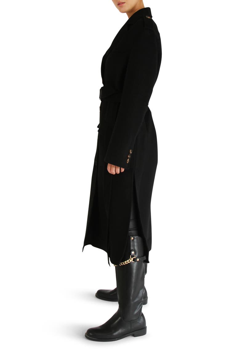 Skylilght Longline Wool Blend Coat, Alternate, color, BLACK