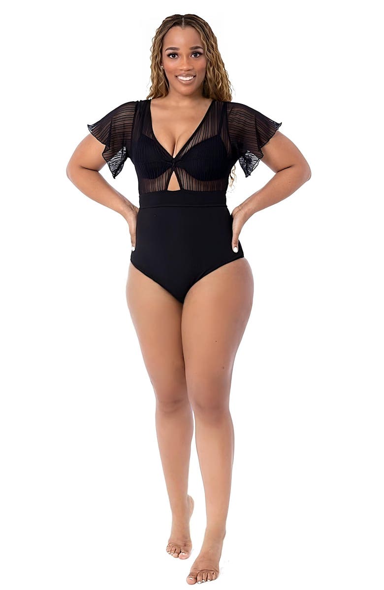 Dai Moda Women's Michelle One Piece Swimsuit, Main, color, Black