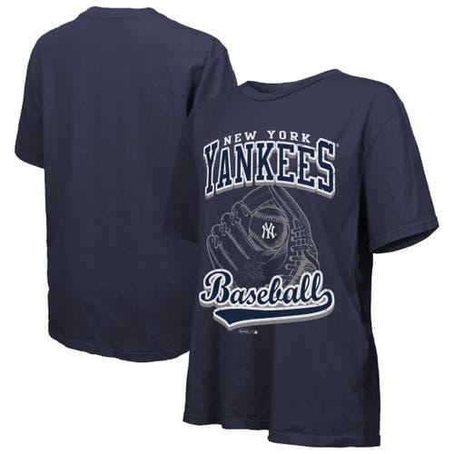 Majestic Threads Navy New York Yankees Oversized First Base T-shirt In Blue