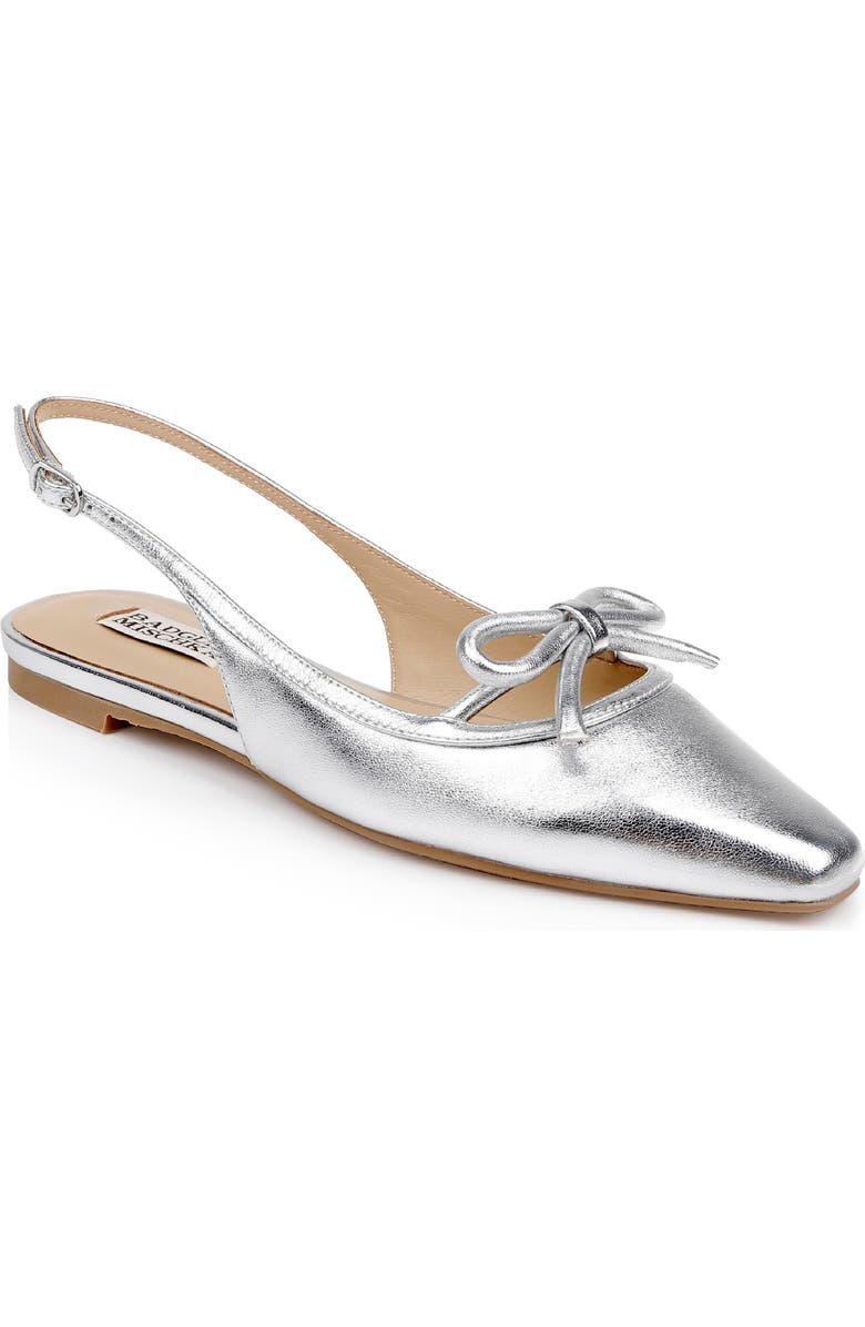 Badgley Mischka Collection Genesis Slingback Flat, Main, color, Silver Leather