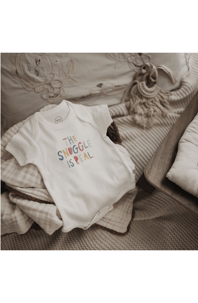 Finn + Emma Organic Baby Graphic Bodysuit | Snuggle is Real, Alternate, color, Off White