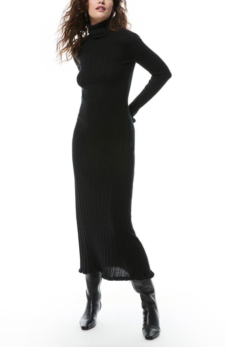 PAIGE Zephyr Long Sleeve Cashmere Sweater Dress, Alternate, color, Black