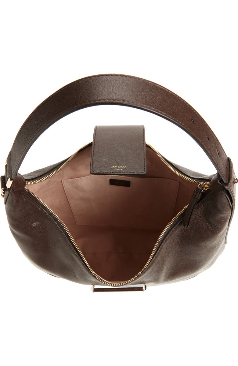 Jimmy Choo Bar Medium Leather Hobo Shoulder Bag, Alternate, color, Chocolate/ Shiny Gold