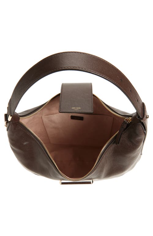 Jimmy Choo Bar Medium Leather Hobo Shoulder Bag In Brown