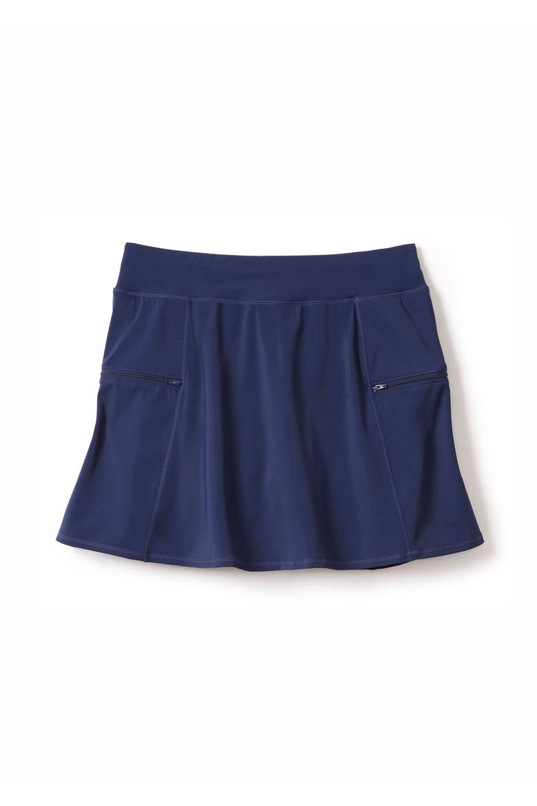 Zip Pocket Swim Skort, Alternate, color, NAVY