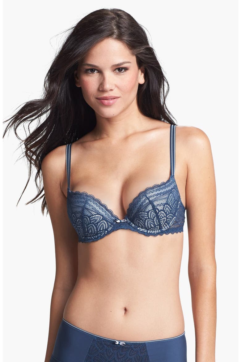 'Merci' Underwire Push-Up Bra, Main, color, METALLIC BLUE