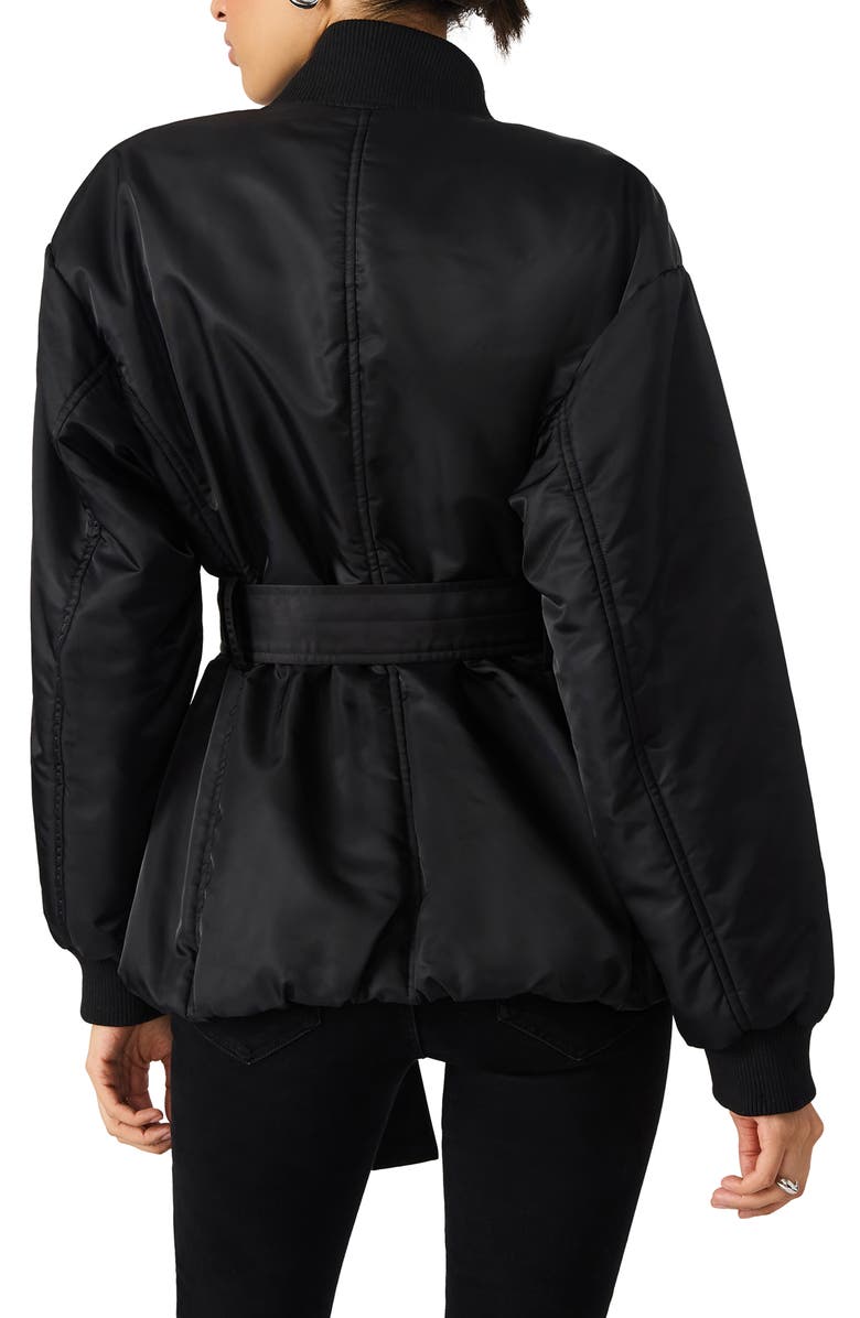 Steve Madden Eryn Belted Nylon Jacket, Alternate, color, Black