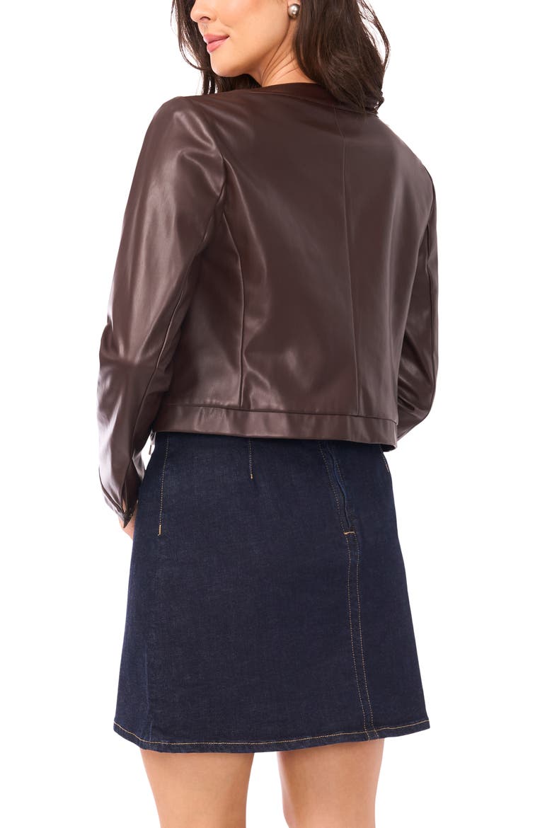 Faux Leather Jacket, Alternate, color, CHOCOLATE