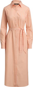 Lauren Ralph Lauren Stripe Long Sleeve Midi Shirtdress
