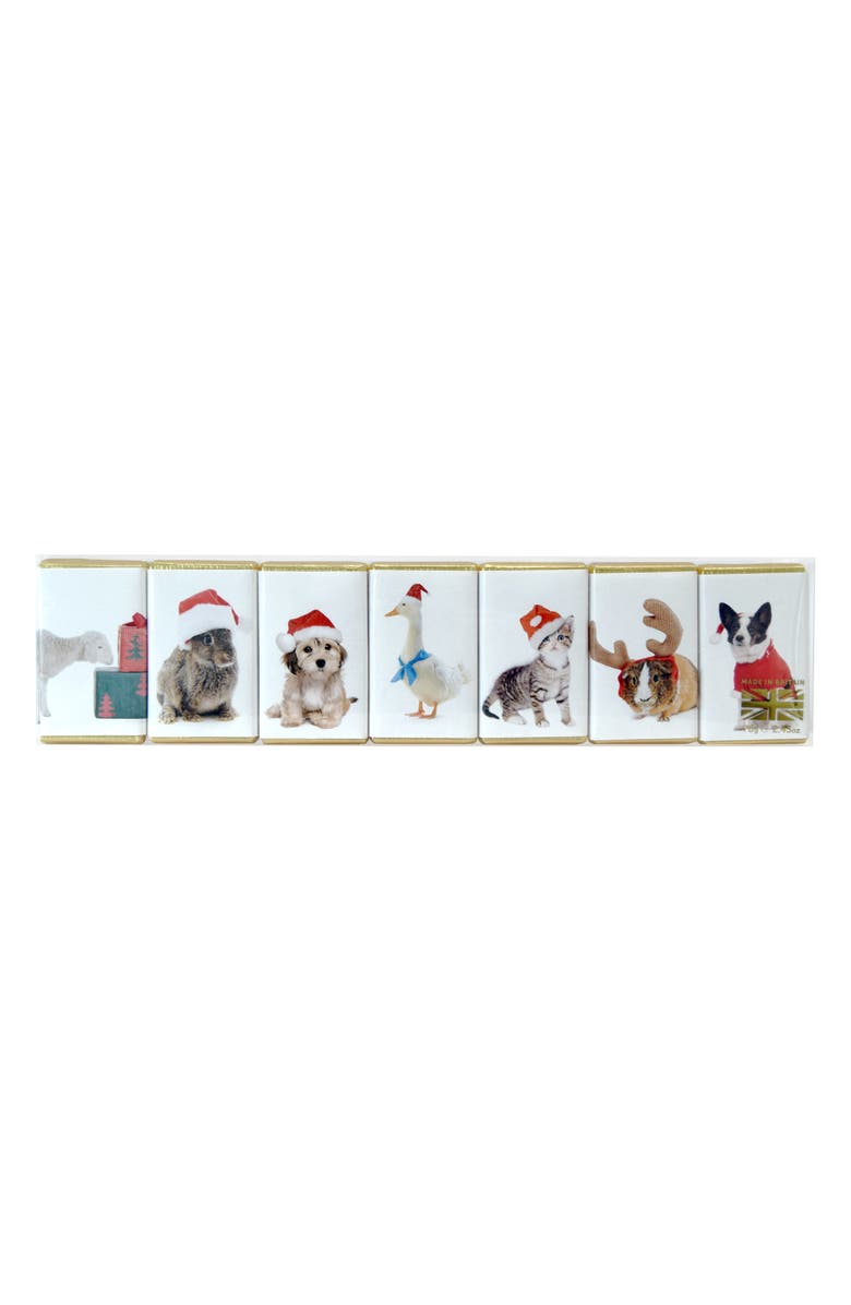 House of Dorchester 7-Piece Christmas Animals Mini Milk Chocolate Bars, Main, color, 