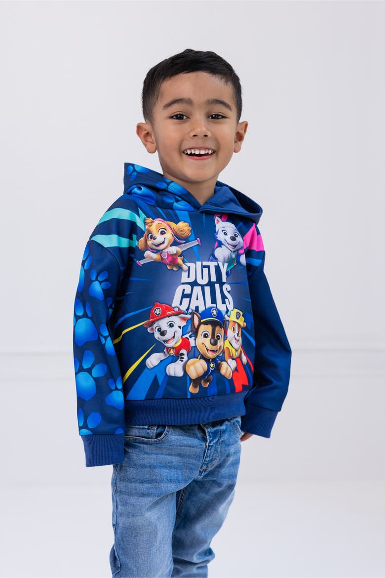 Fleece Hoodie, Alternate, color, Navy Multi