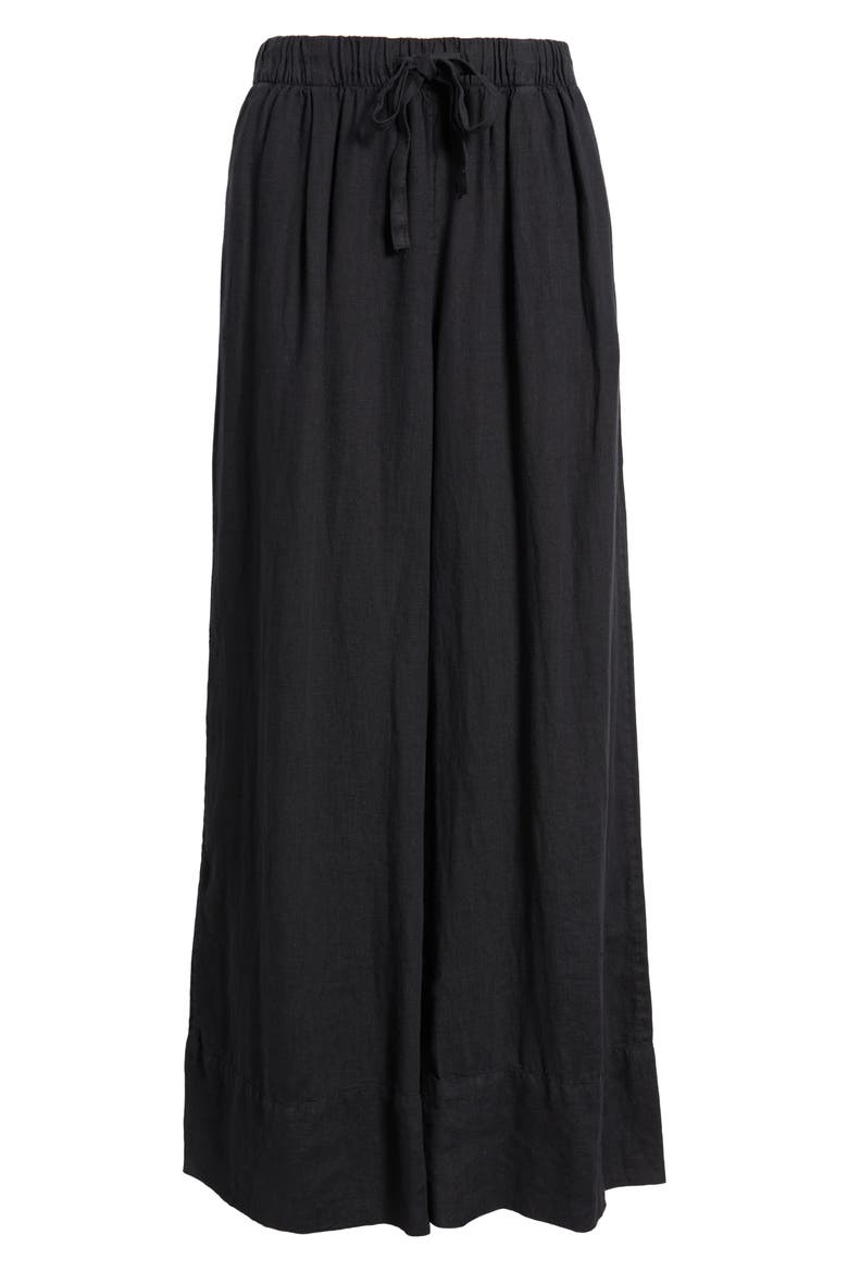 Wide Leg Linen Pants, Alternate, color, BLACK