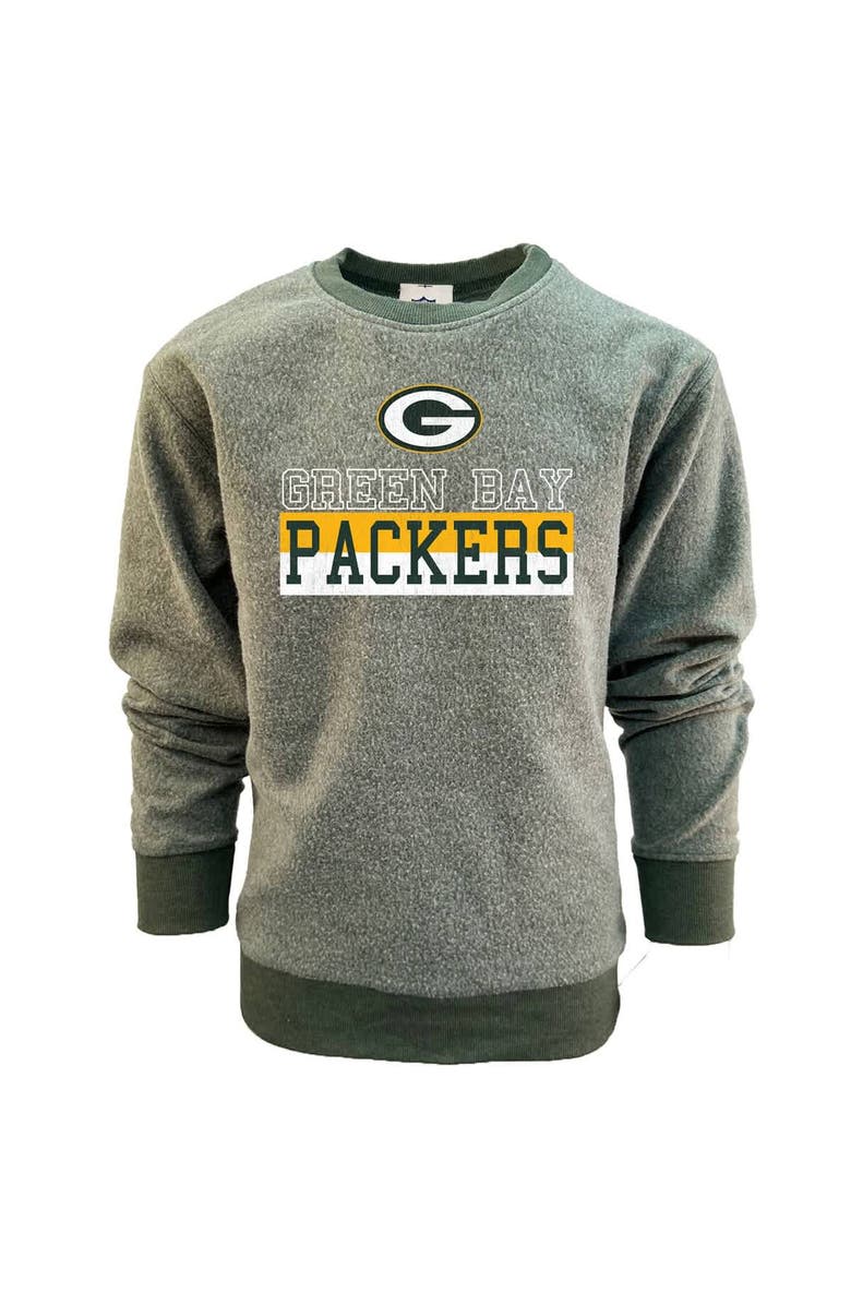 Wes & Willy Youth Wes & Willy  Green Green Bay Packers Reversible Fleece Pullover Sweatshirt, Alternate, color, 