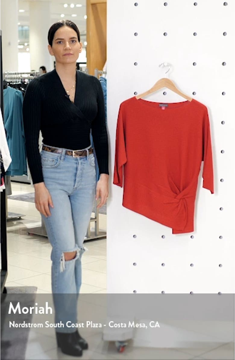 Twist Dolman Sleeve Ribbed Asymmetrical Top, sales video thumbnail