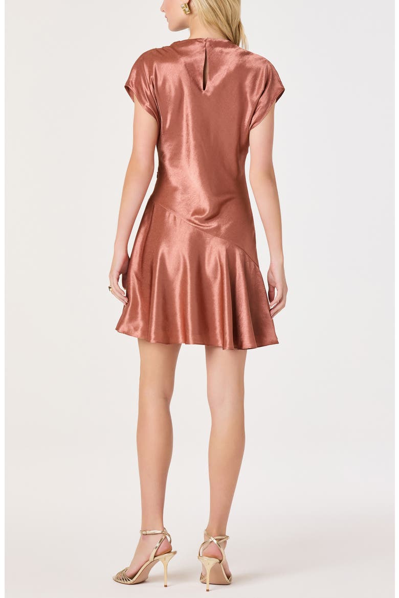 Sherrer Cowl Neck Satin Dress, Alternate, color, DUSTY CORAL