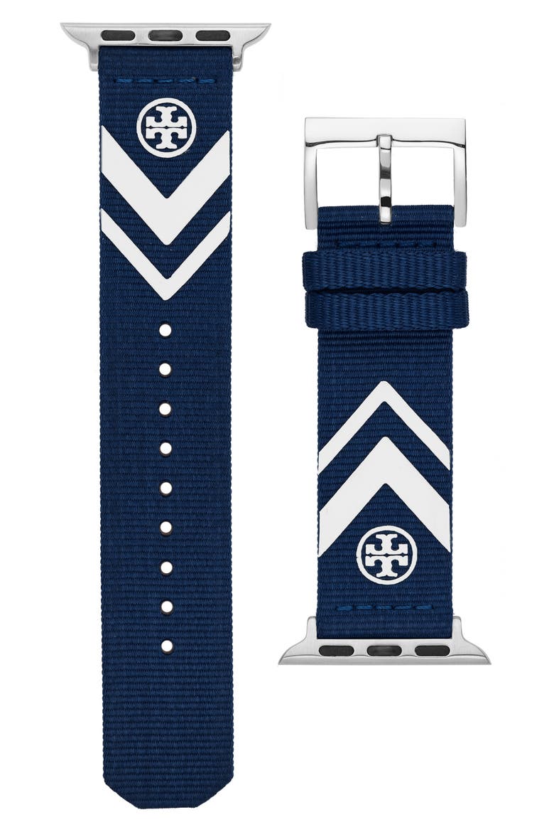 The Chevron Woven 20mm Apple® Watch Watchband, Alternate, color, BLUE
