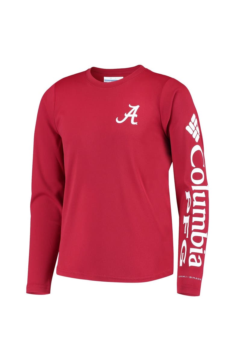 Columbia Youth Crimson Alabama Crimson Tide PFG Terminal Tackle Long Sleeve Omni-Shade T-Shirt, Alternate, color, Crimson