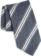 David Donahue Stripe Textured Silk Tie