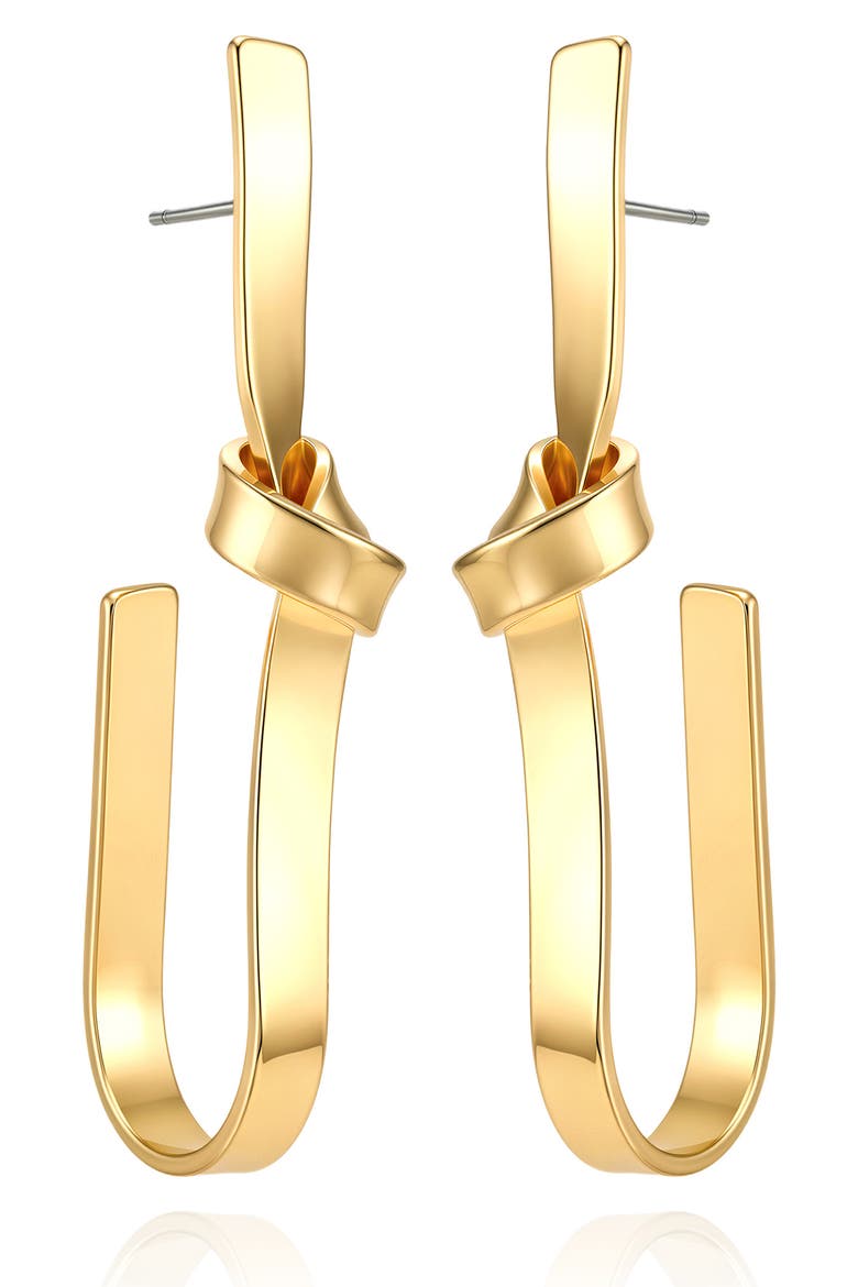 U-Shaped Knot Drop Earrings, Alternate, color, GOLD TONE