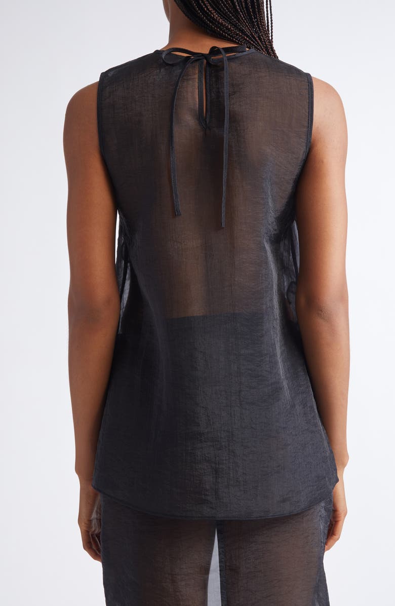 Cecilie Bahnsen Alba Liquid Myrtia Sheer Organza Tank, Alternate, color, Black