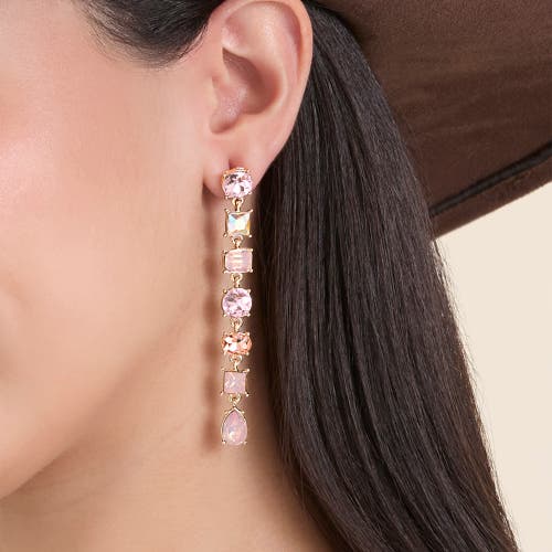Jessica Simpson Light Pink Crystal Linear Drop Earrings In Multi