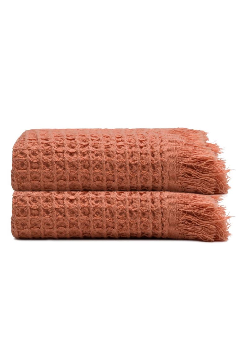 Waffle Turkish Cotton Kitchen & Guest Towel - Set of 2, Main, color, Terracotta