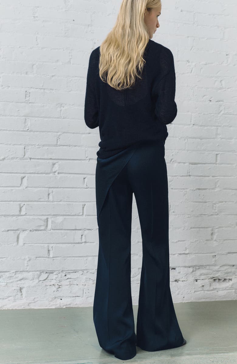 MANGO Long Flare Leg Pants, Alternate, color, Navy