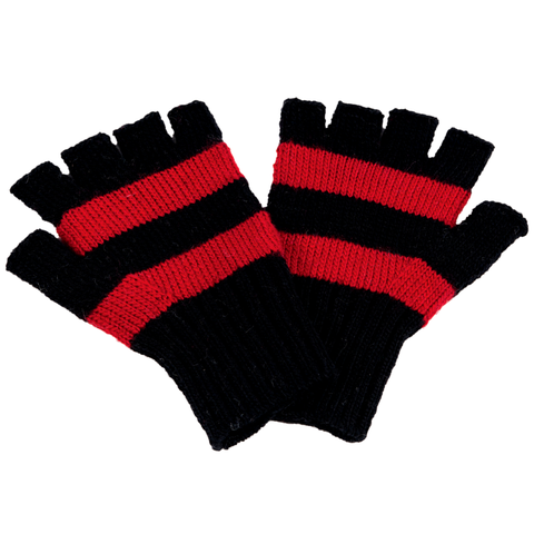 Hand Loom Striped and Solid Fingerless Gloves