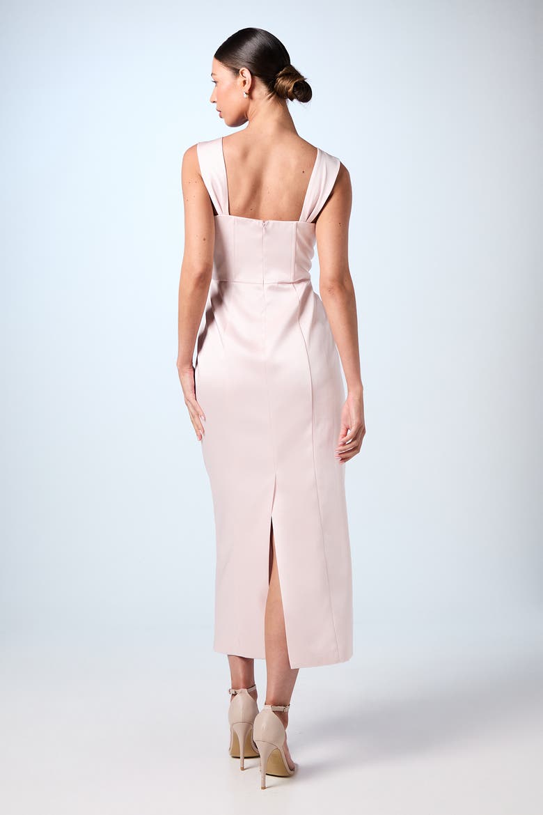 Corset Column Midi Bridesmaids Dress, Alternate, color, Blush