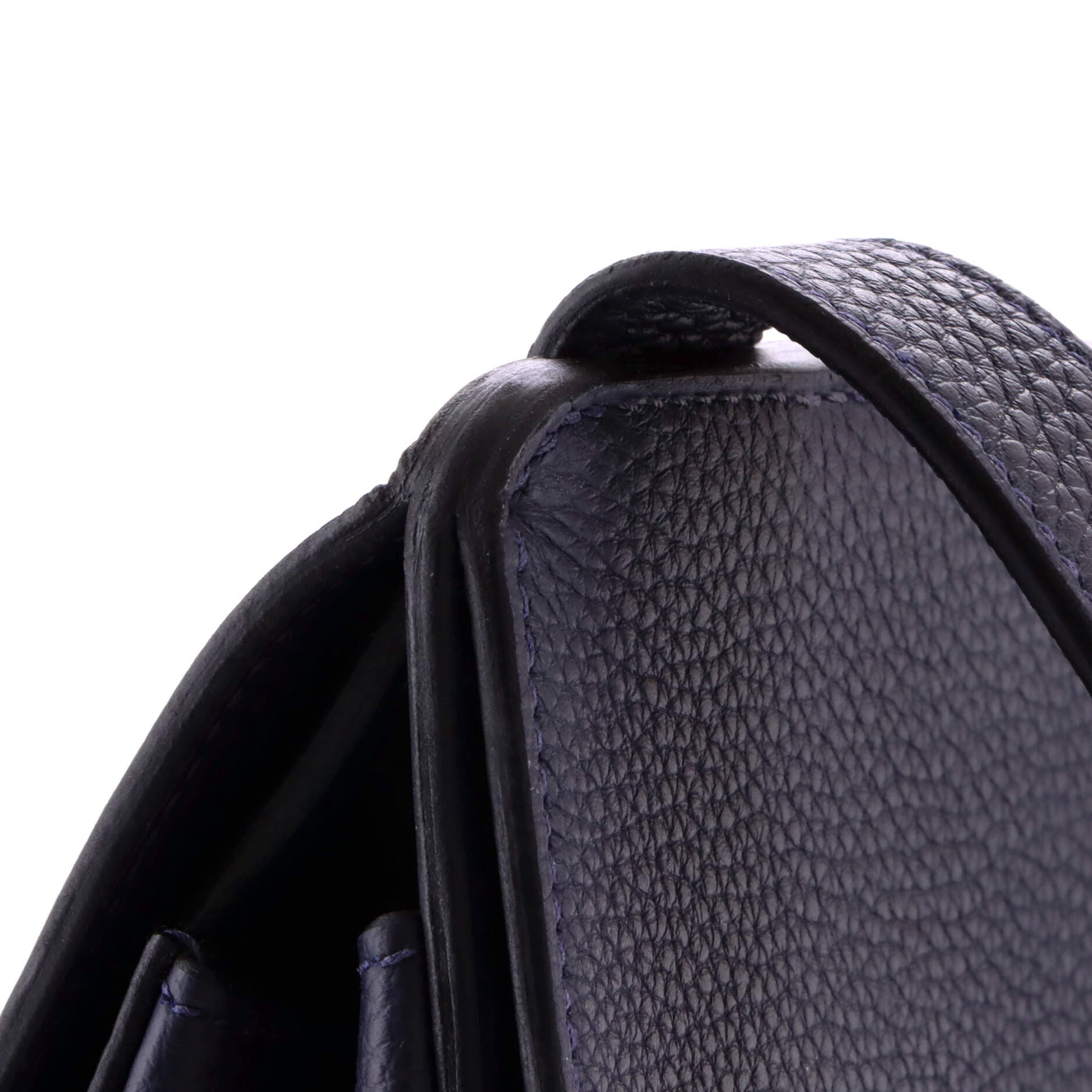 Pre-Owned Hermes Mali-Selle Messenger Bag Togo PM, Alternate, color, Bleu Nuit