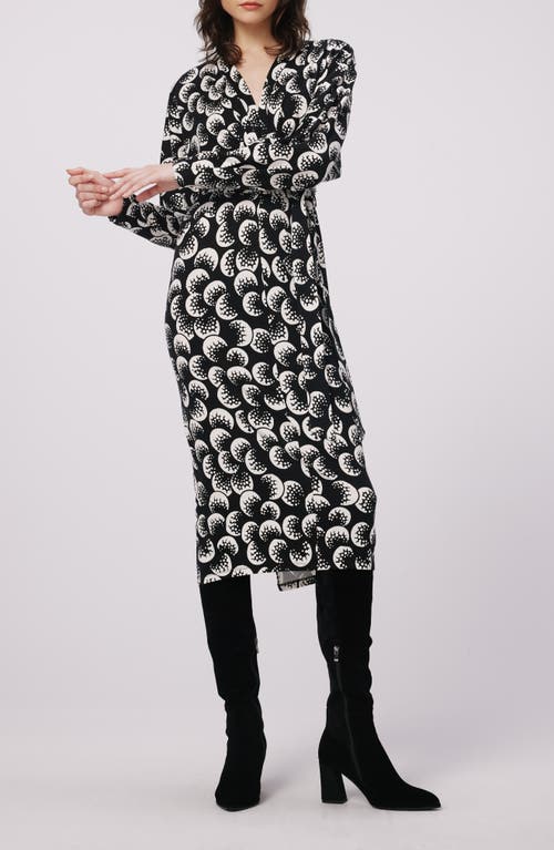 DVF Zidane Abstract Print Long Sleeve Dress in Moon Landing Lg 