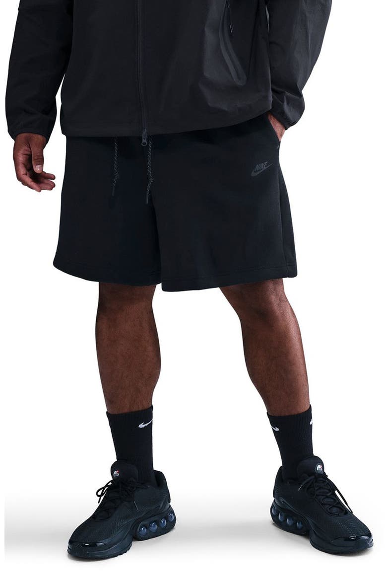 Tech Fleece Drawstring Shorts, Alternate, color, BLACK