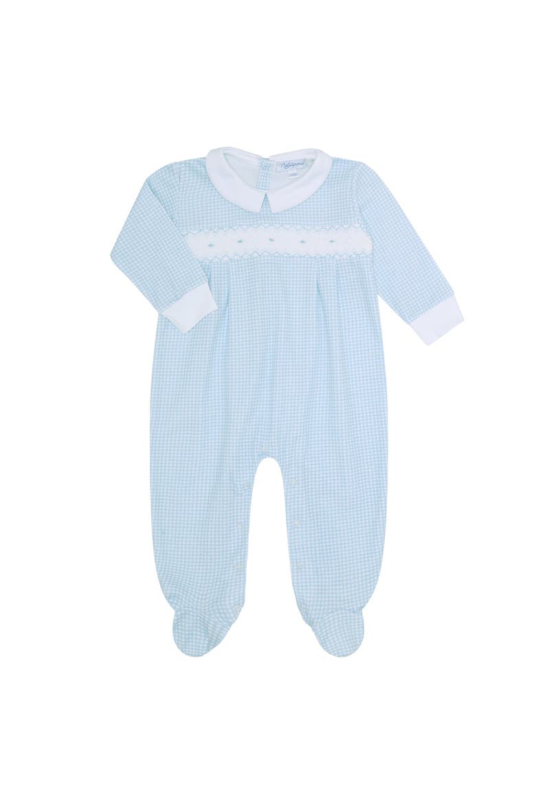 Blue Gingham Smocked Footie - Baby, Main, color, Blue