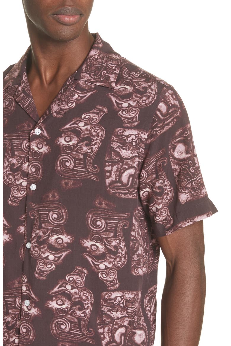 Canty Pendant Print Camp Shirt, Alternate, color, DARK MAUVE