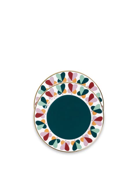 Dessert Plates Set Of 2 Farfalle Ring Green