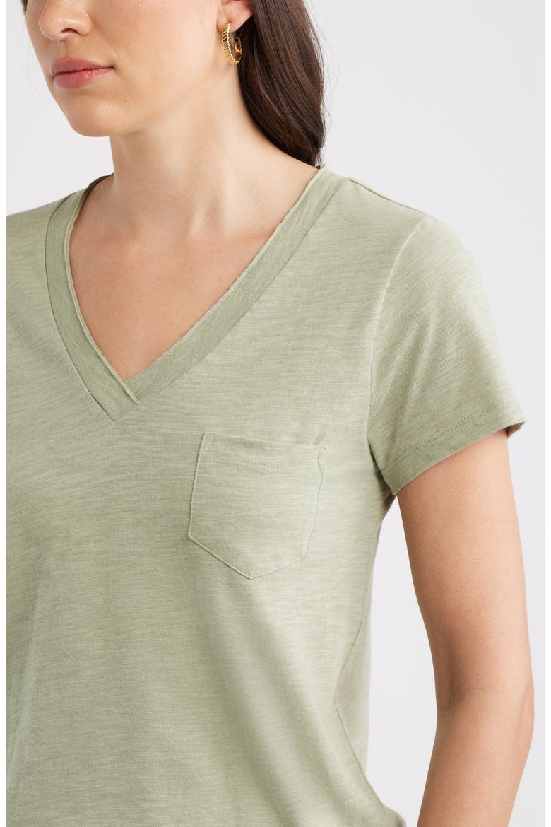 Cotton & Modal V-Neck T-Shirt, Alternate, color, GREEN CLAY