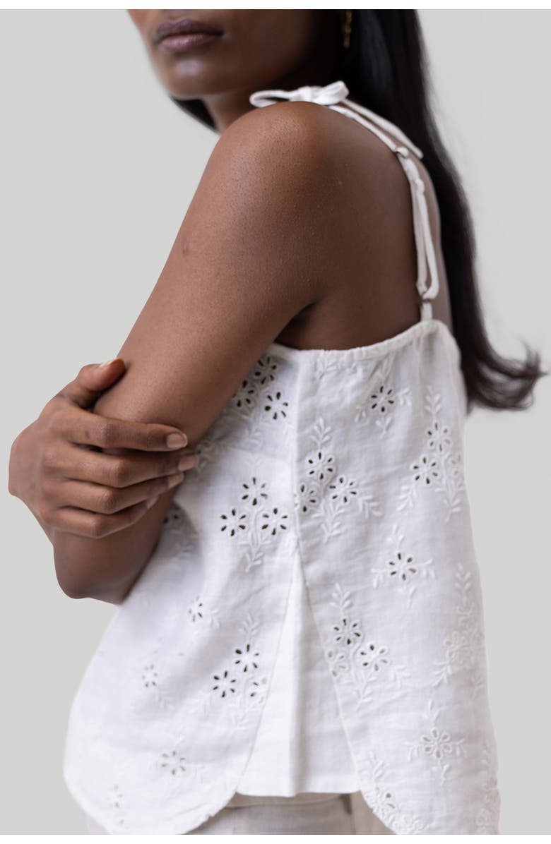 Reistor Tie-up Embroidered Camisole Top, Alternate, color, White Embroidered